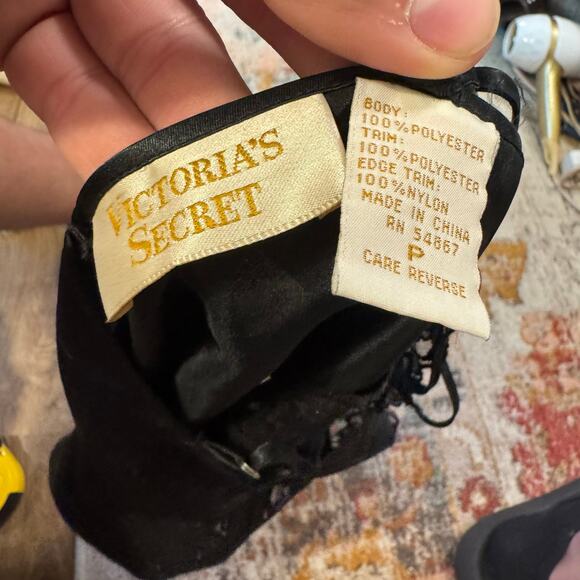 Vintage Victoria's Secret Gold Label Lace and Satin Lingerie Teddy Size P Black - Picture 4 of 4